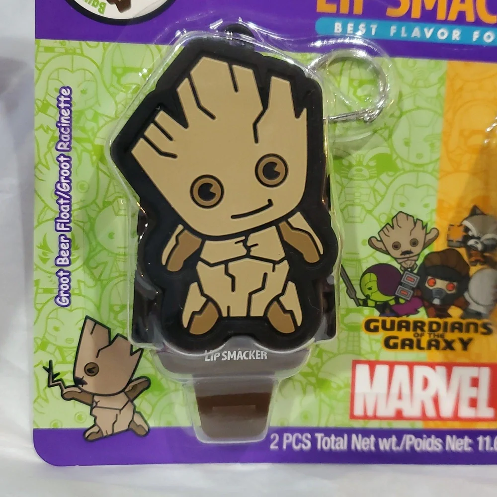 Marvel Guardians of the galaxy 2pack‎ lip smacker lip balm key chain holder new